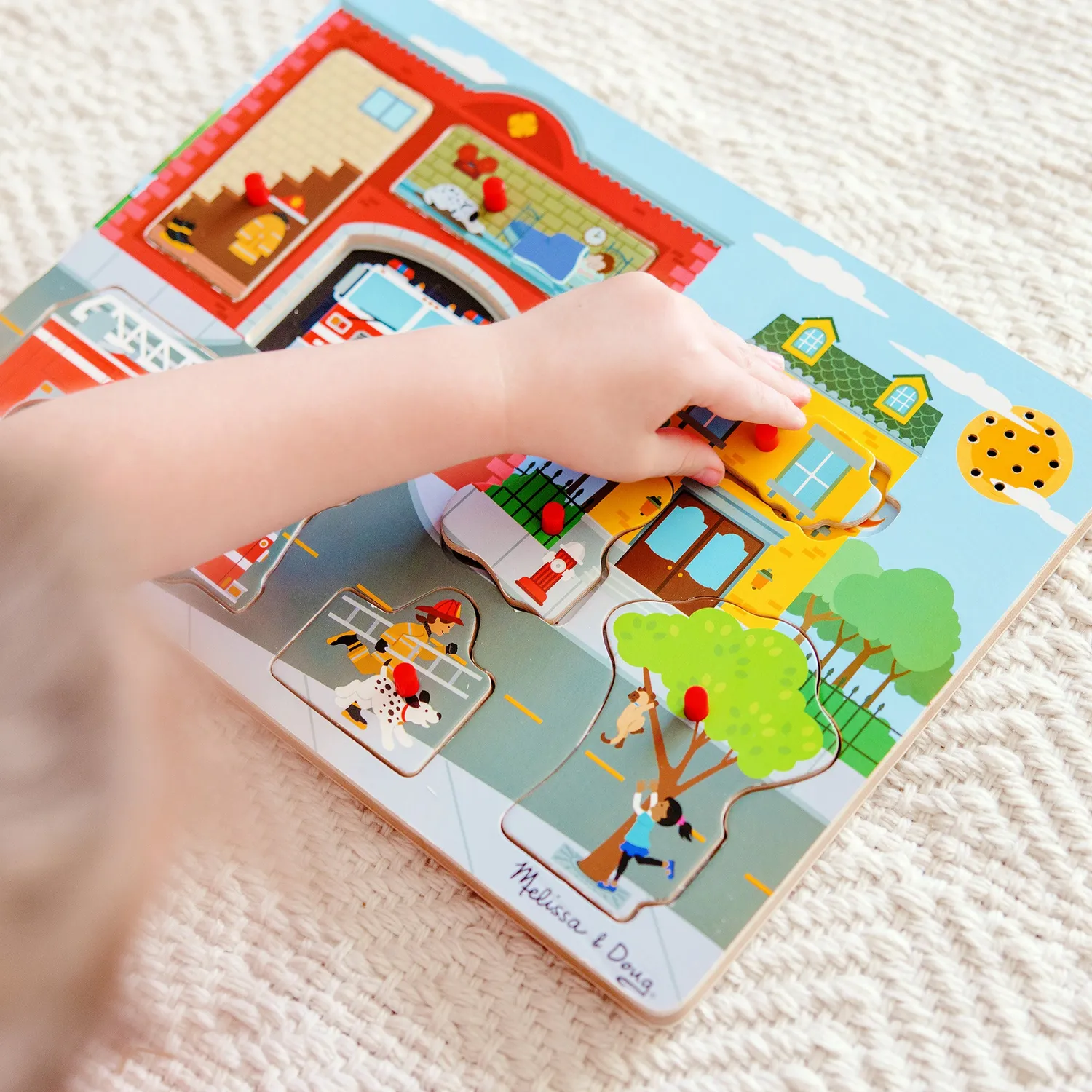 Melissa & Doug Feuerwehr Soundpuzzle Holz 8 Teile Geräusche