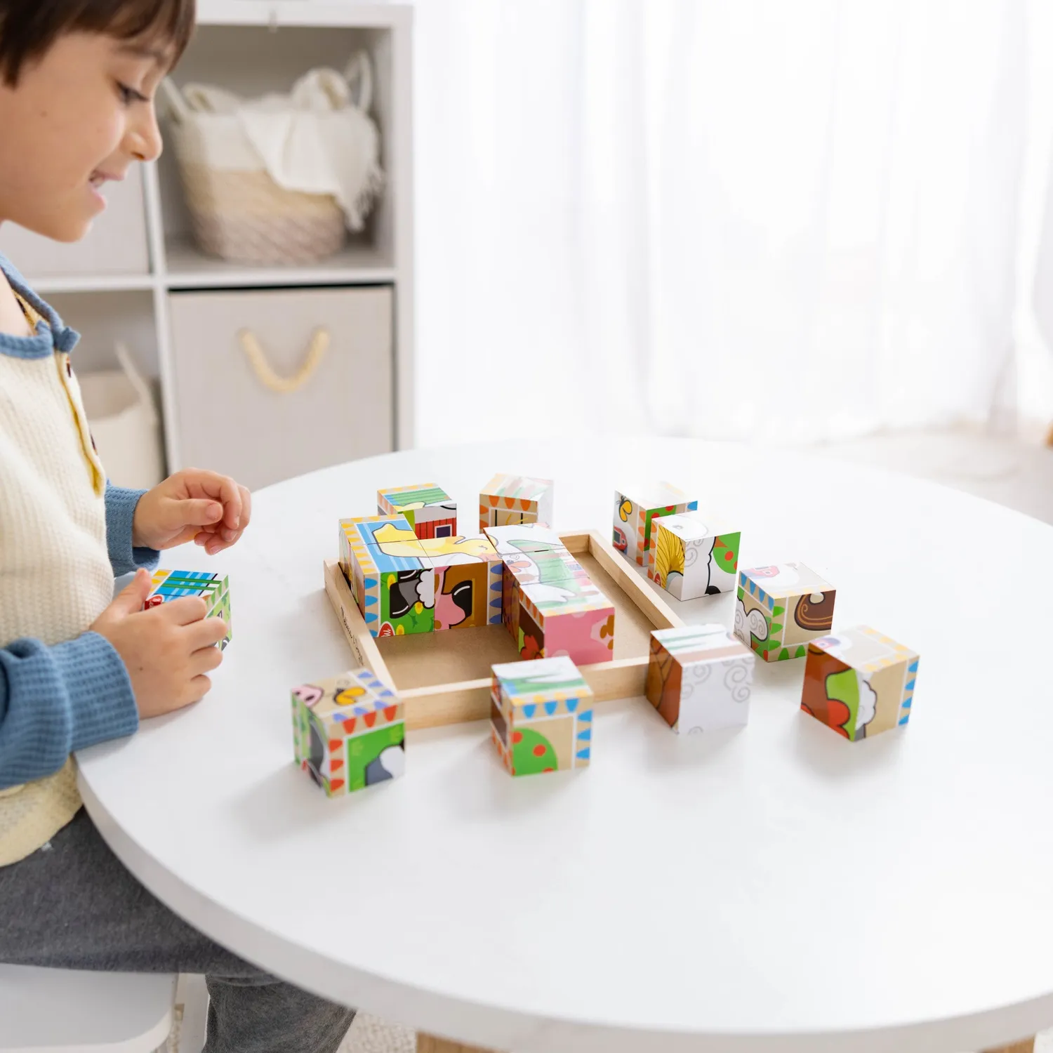 Melissa & Doug Farm Würfelpuzzle 16 Teile Holz