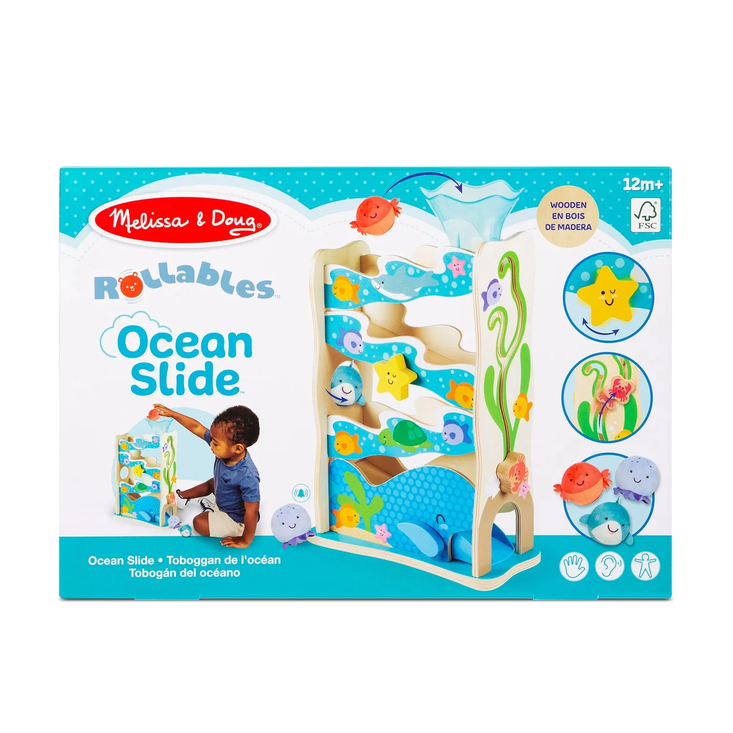 Melissa & Doug Rollables Wooden Ocean Slide Kugelbahn Holz ab 1 Jahr