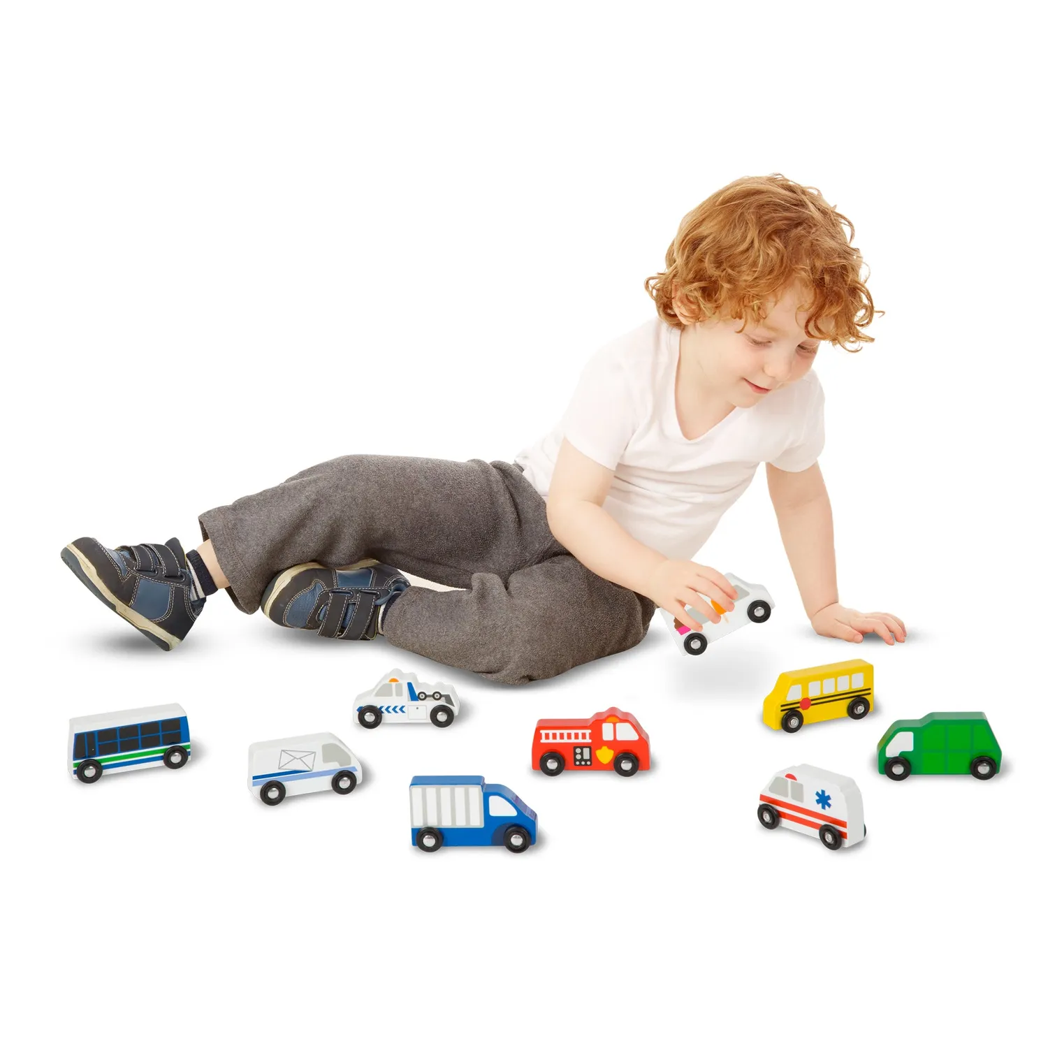 Melissa & Doug Town Vehicles Holzfahrzeuge Set 9-teilig