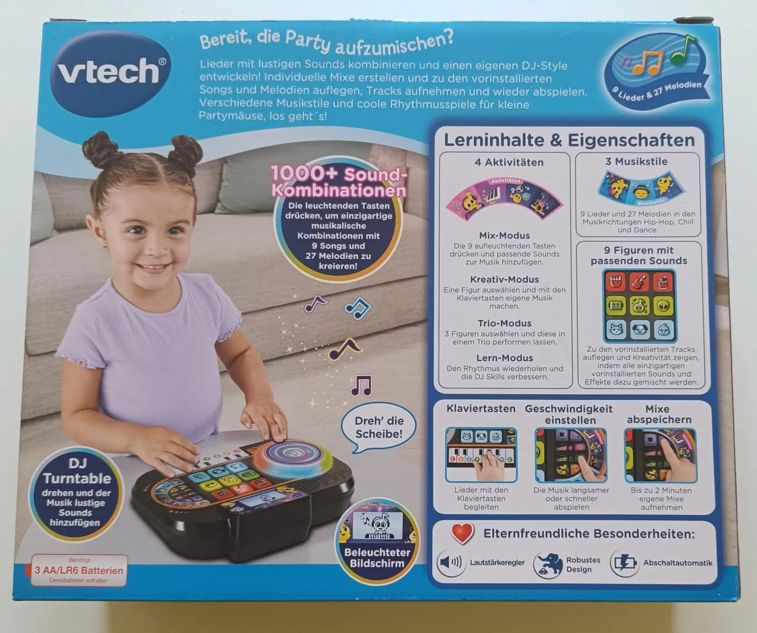 VTech Mini-Mischpult DJ-Pult Turntable für Kinder 3-7
