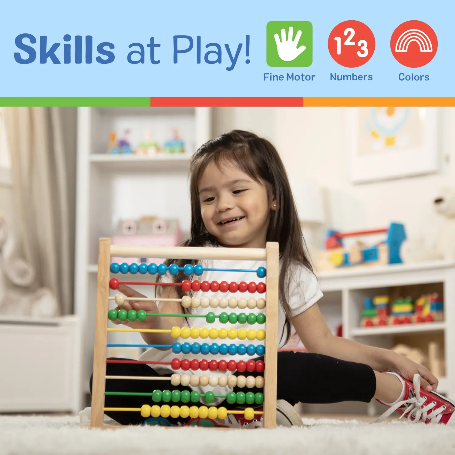 Melissa & Doug Abakus Rechenrahmen Holz 100 Perlen ab 3 Jahre