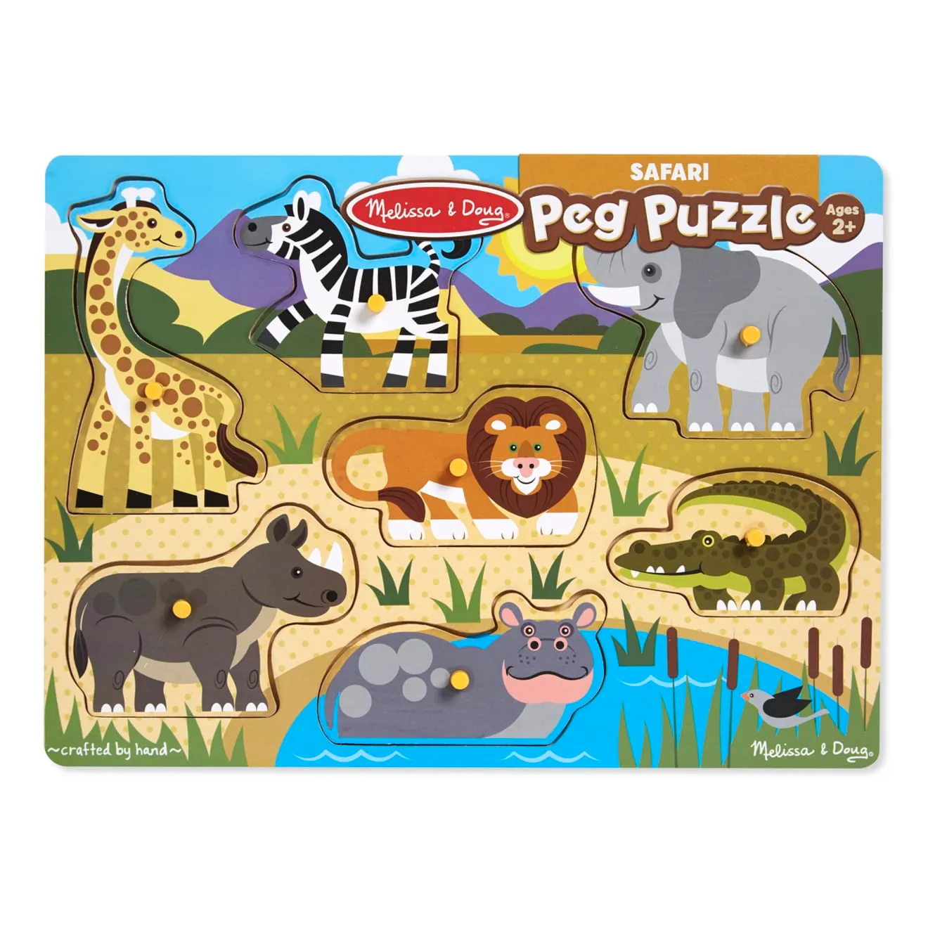 Melissa & Doug Safari Steckpuzzle Holz 7 Teile Tiere