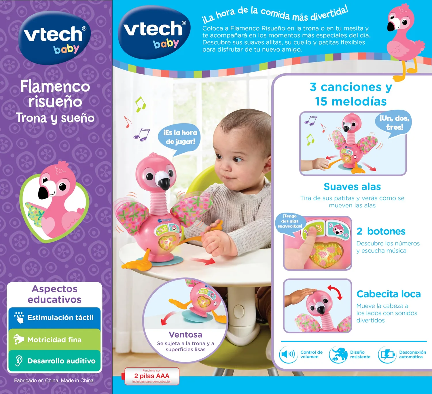 VTech Baby Flamingo Hochstuhlspielzeug spanisch ab 6 Monate