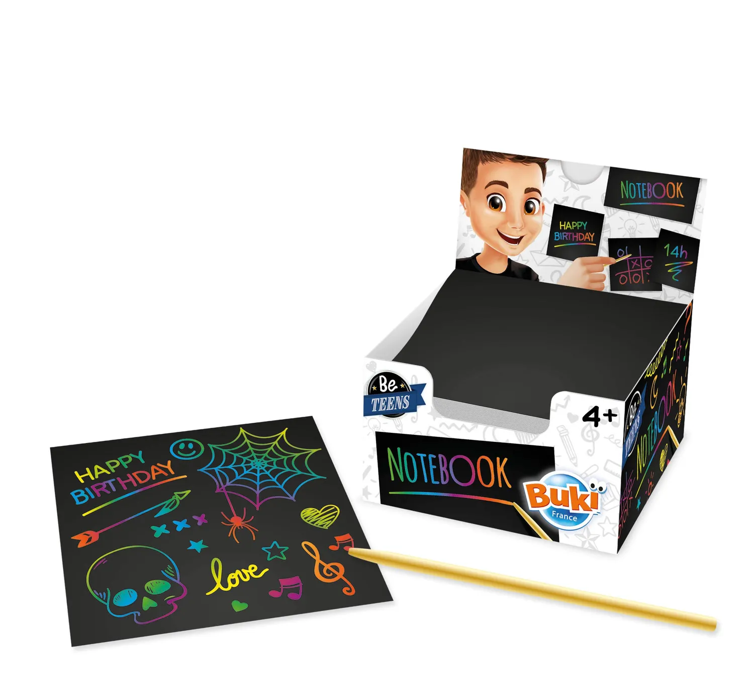 Buki NB001 Kratzpapier-Notizblock 150 Blätter Regenbogen