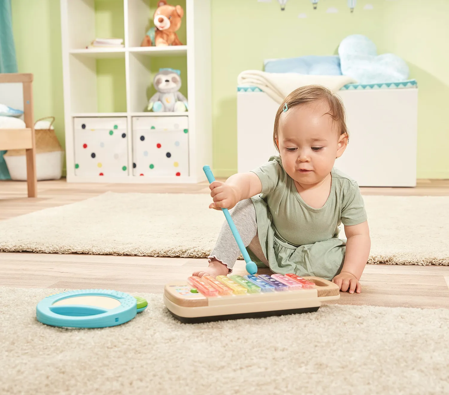 VTech Holz-Xylofon Tamburin Musikspielzeug 8 Klangstäbe