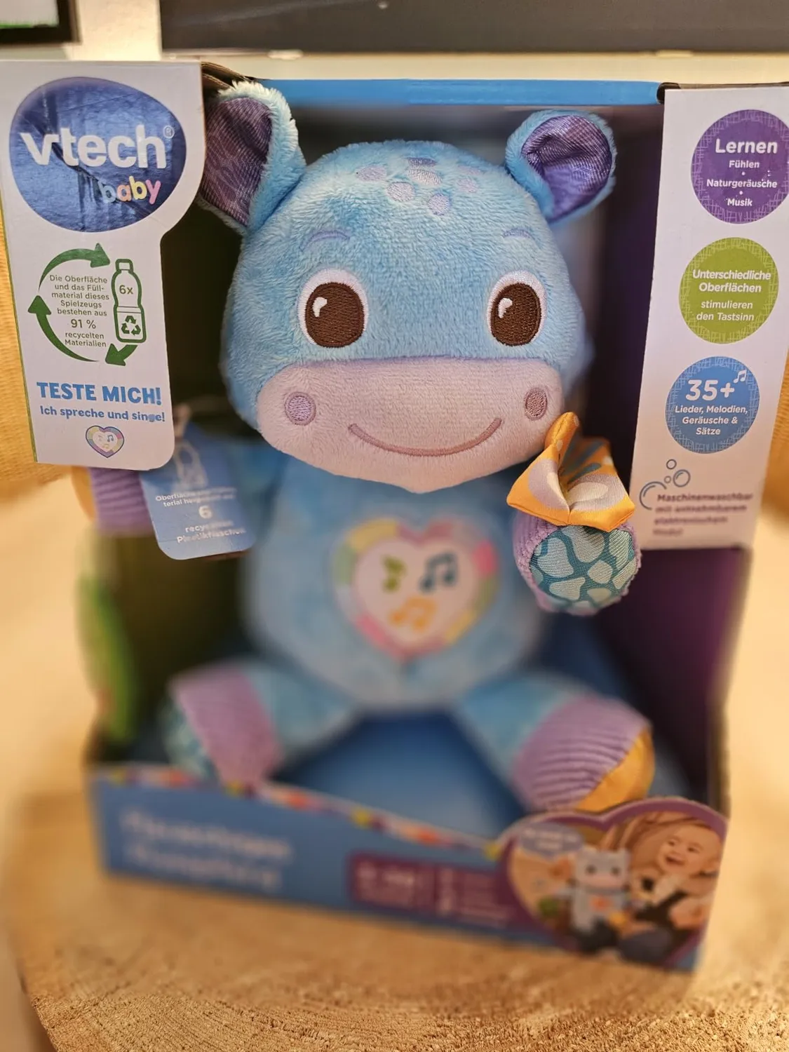VTech Baby Flusspferd Kuscheltier 3-36 Monate mit Musik