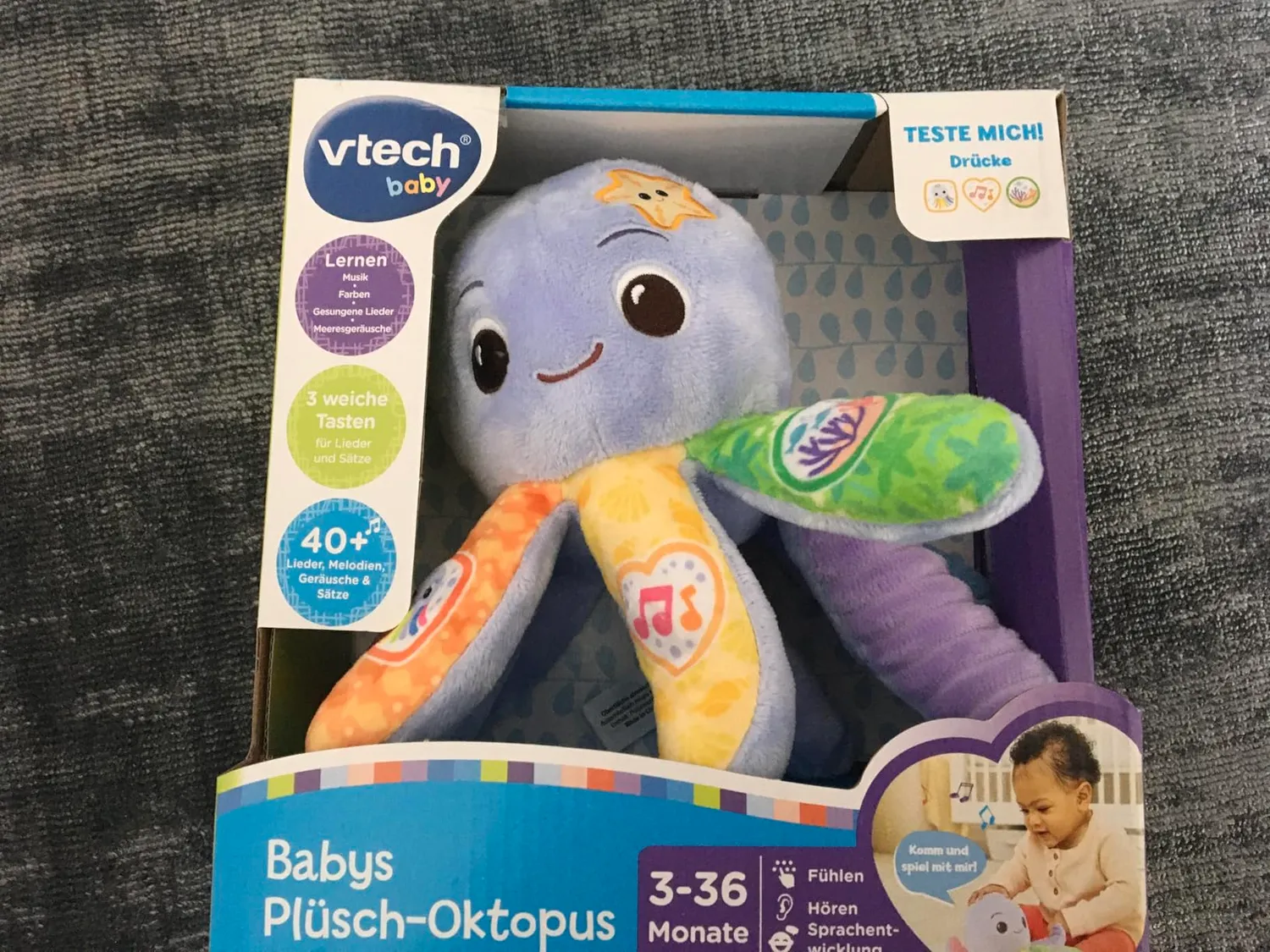 VTech Baby Plüsch-Oktopus Kuscheltier mit Musik 3-36 Monate