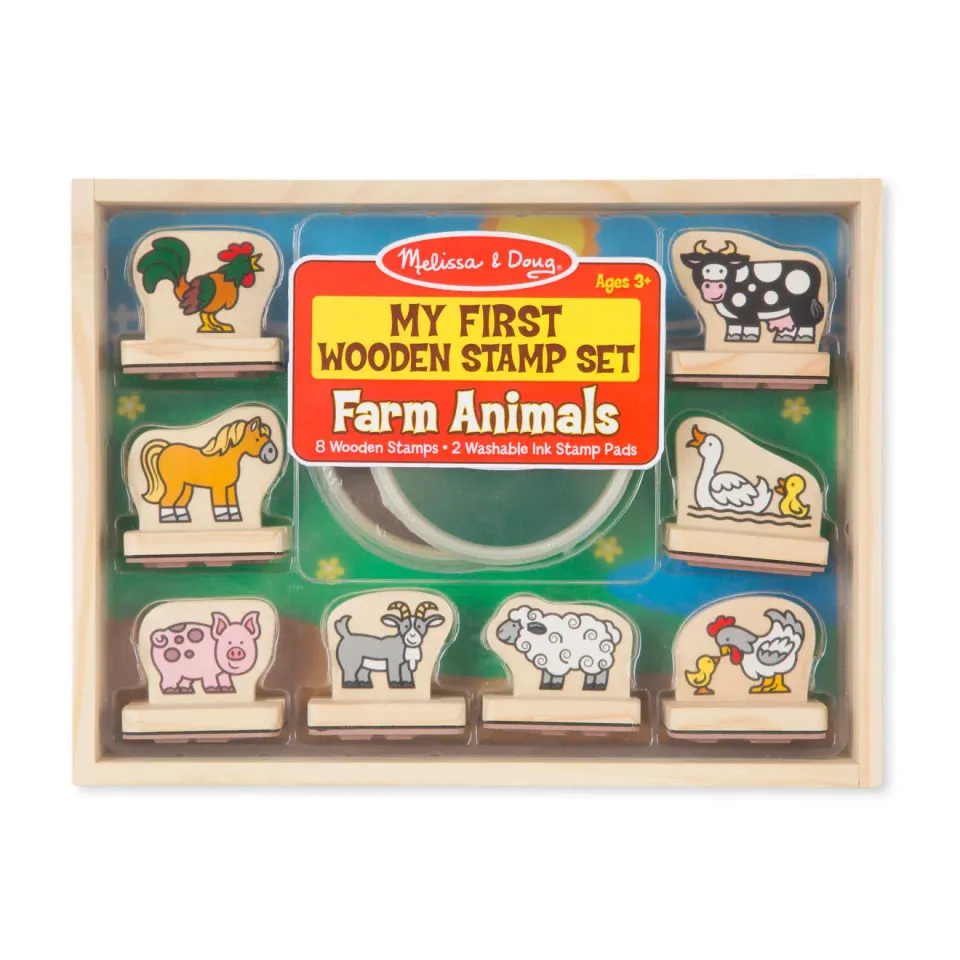 Melissa & Doug Farm Holzstempel Stempelset 8 Stempel