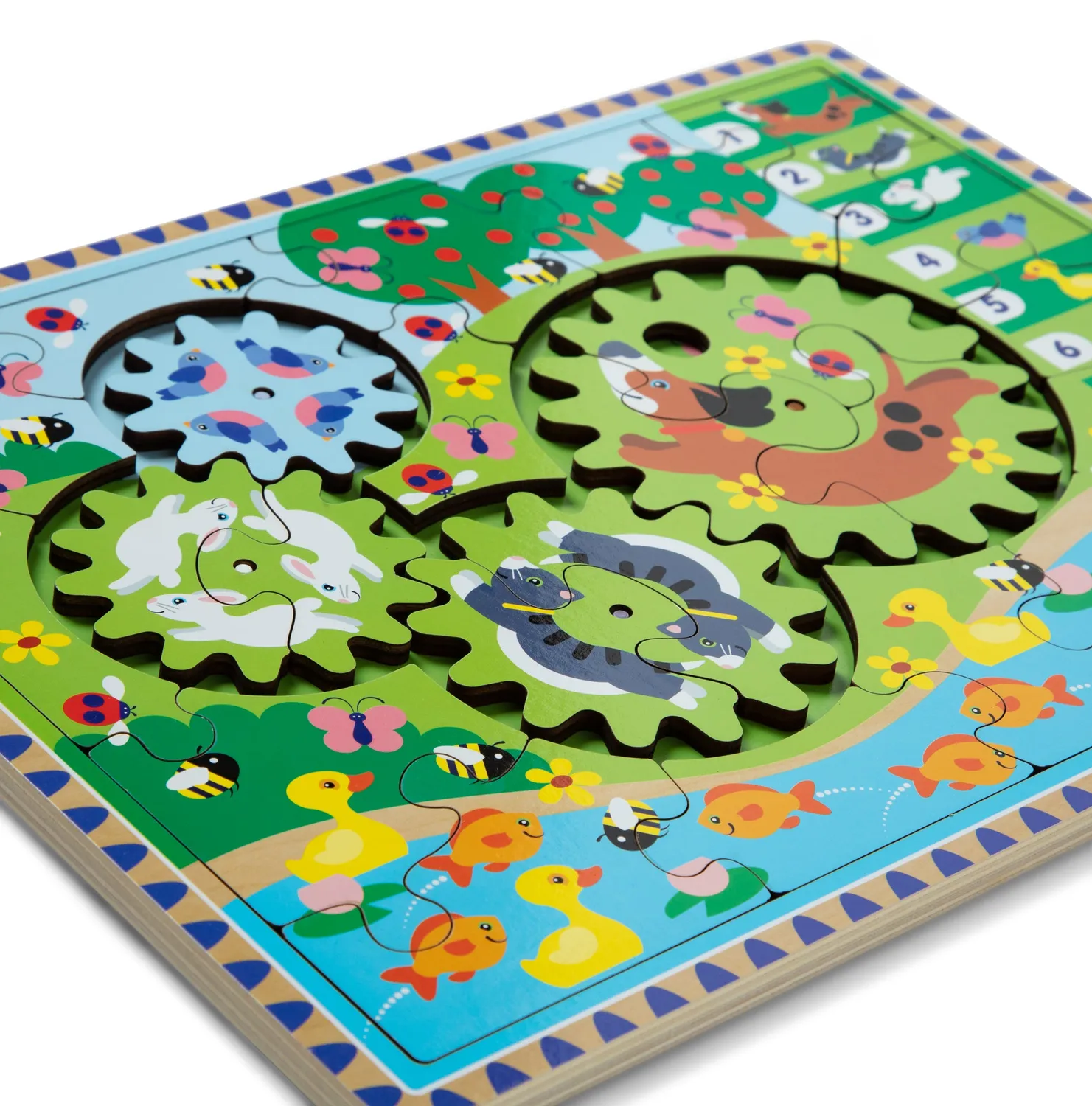 Melissa & Doug Animal Chase Holzpuzzle Zahnräder 24 Teile Tiere