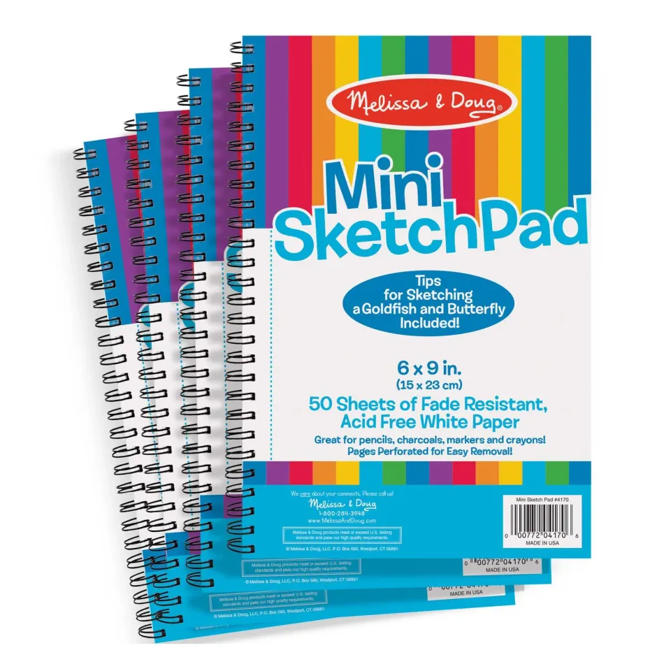 Melissa & Doug Mini Sketch Pad Malblock 4er-Pack säurefrei