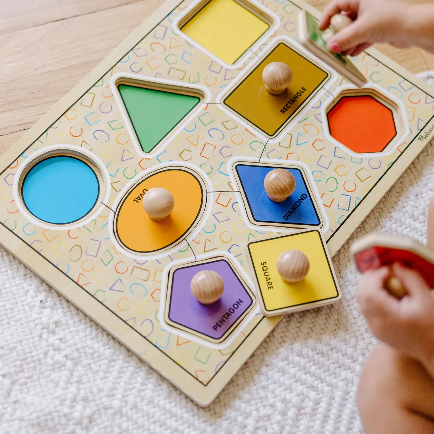 Melissa & Doug Deluxe Steckpuzzle Formen Holz 8-teilig