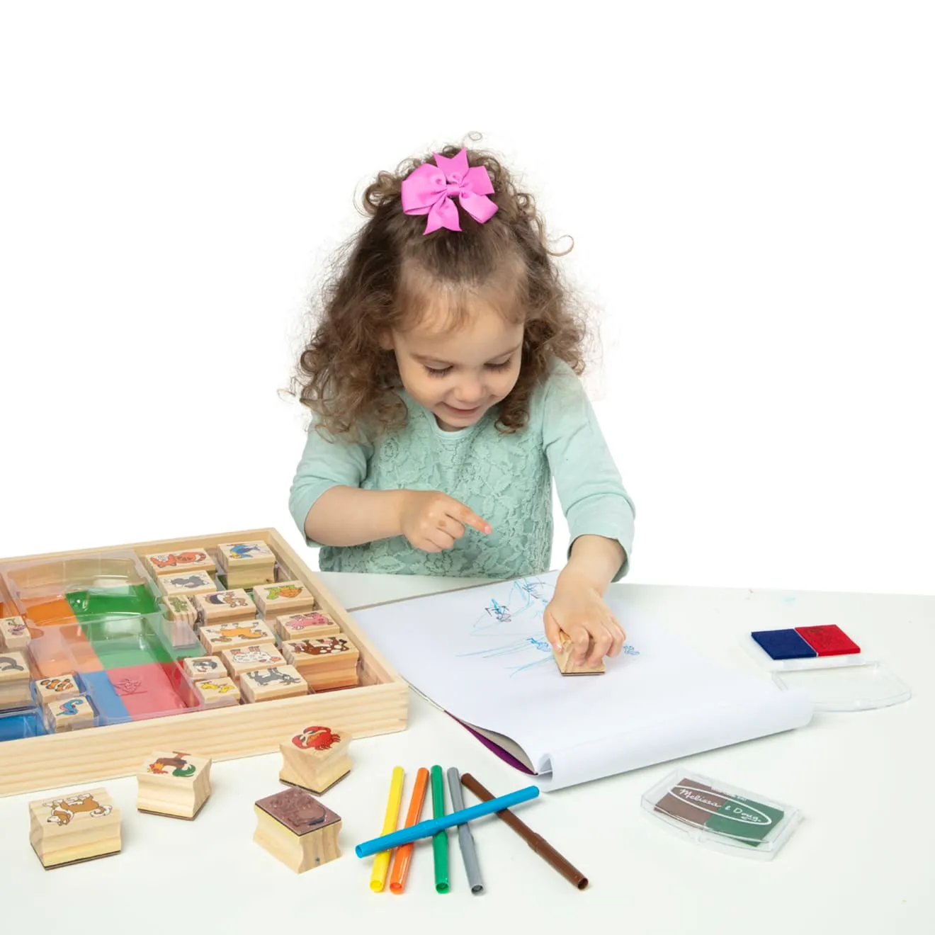 Melissa & Doug Deluxe Wooden Stamp Set Animals Stempel 38-teilig