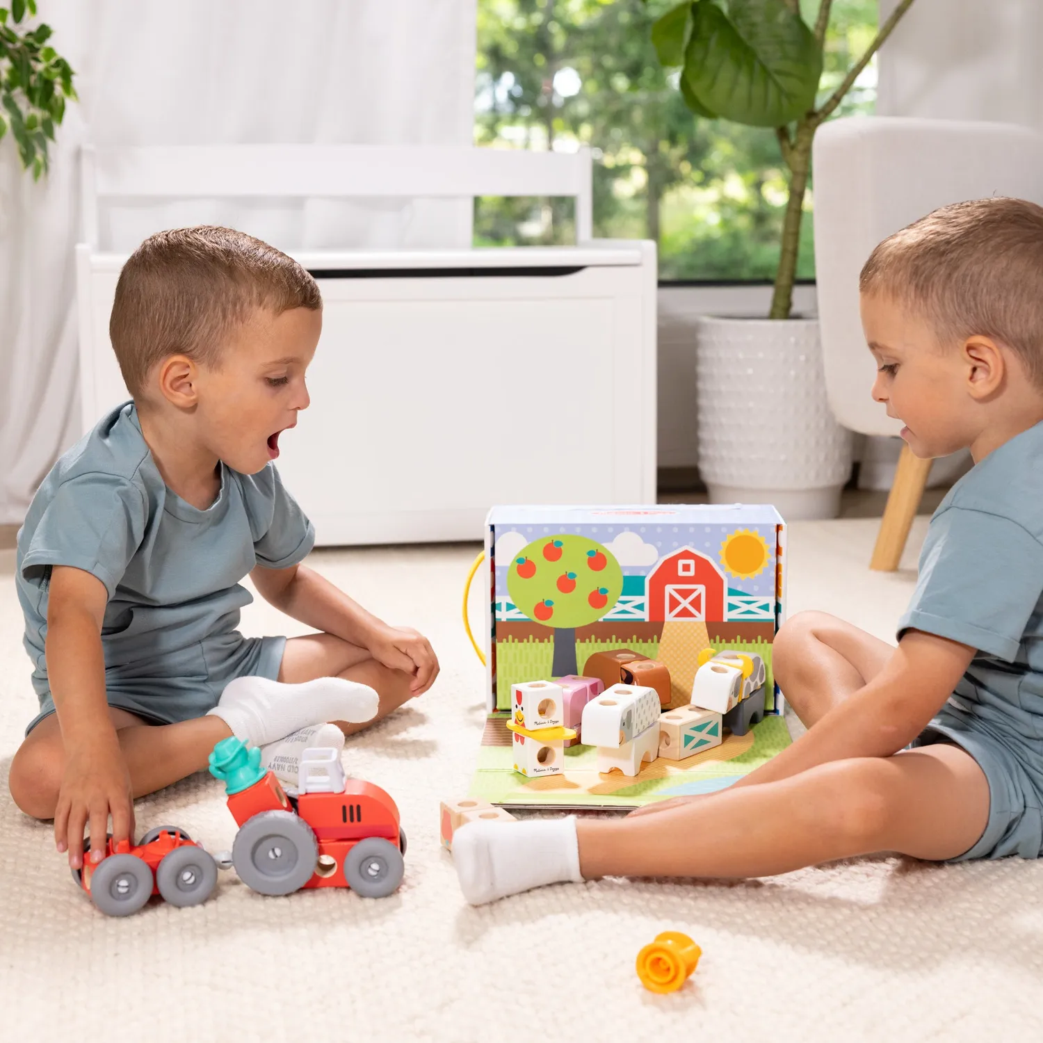 Melissa & Doug Blockables Bauernhof Bauklötze-Set Holz ab 2 Jahre