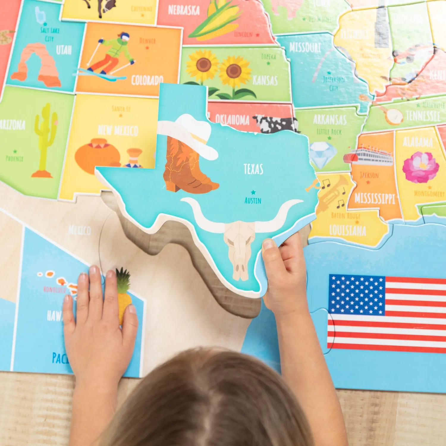 Melissa & Doug Map USA Bodenpuzzle 51 Teile
