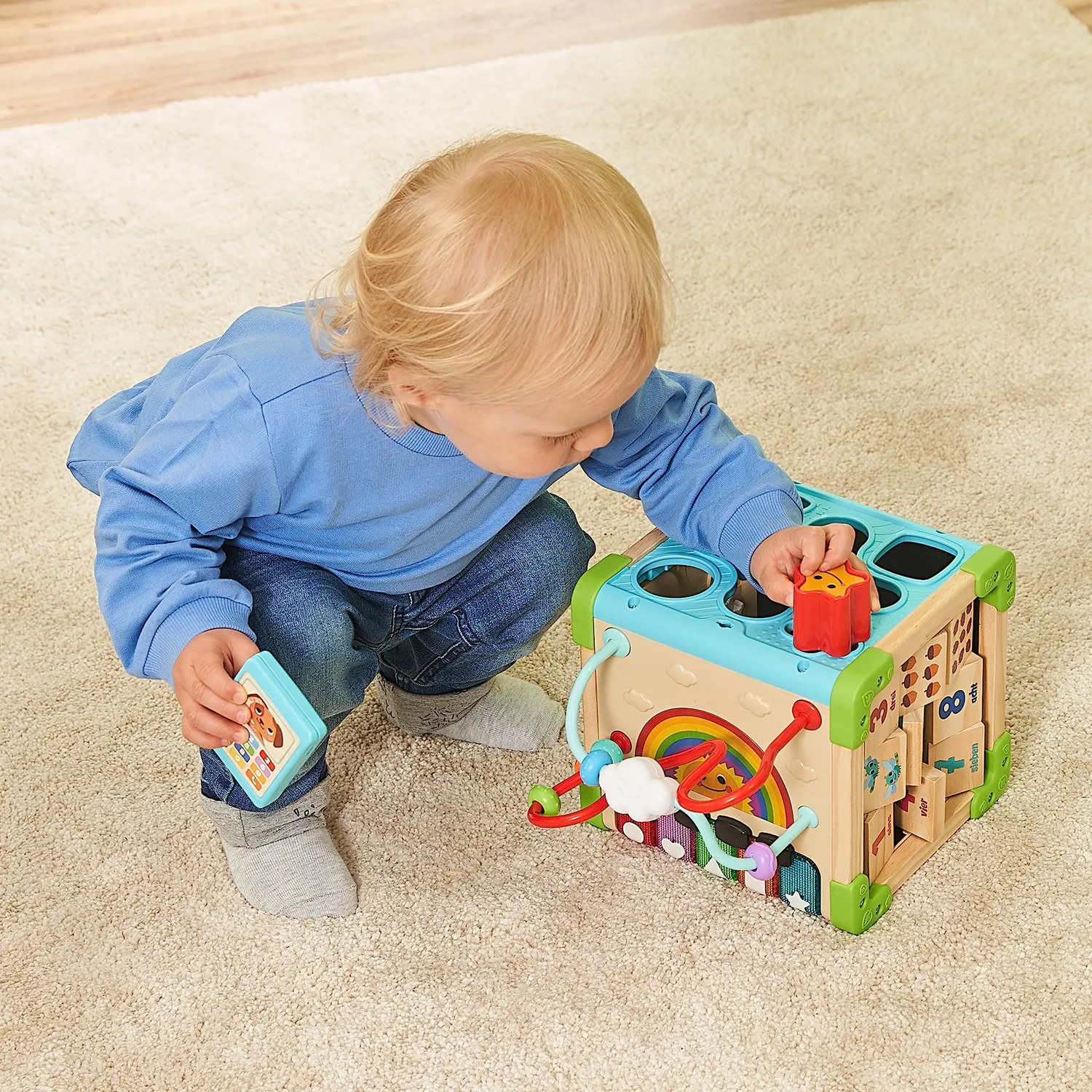 VTech Holz-Spielwürfel Interaktiv FSC Lernwürfel 12-36 Monate