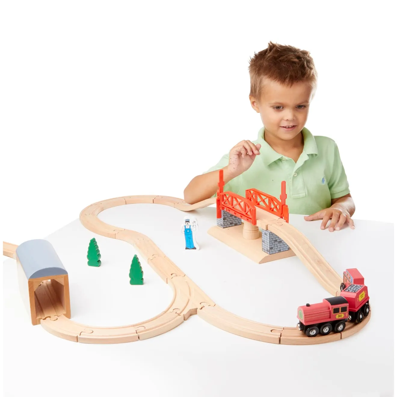 Melissa and Doug Drehbrücke Holzeisenbahn 47 Teile