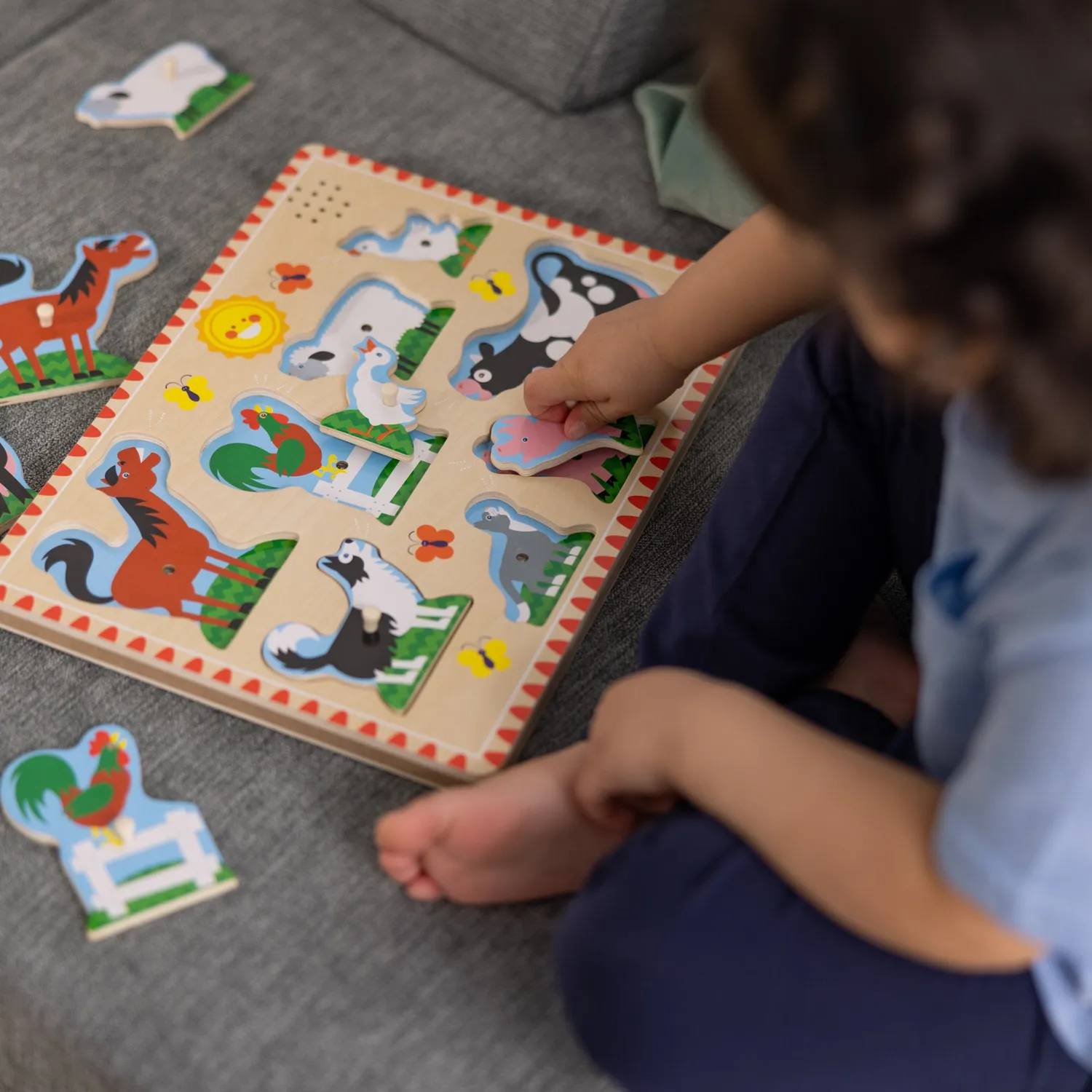 Melissa & Doug Farm Soundpuzzle Holz 8 Teile Tierstimmen