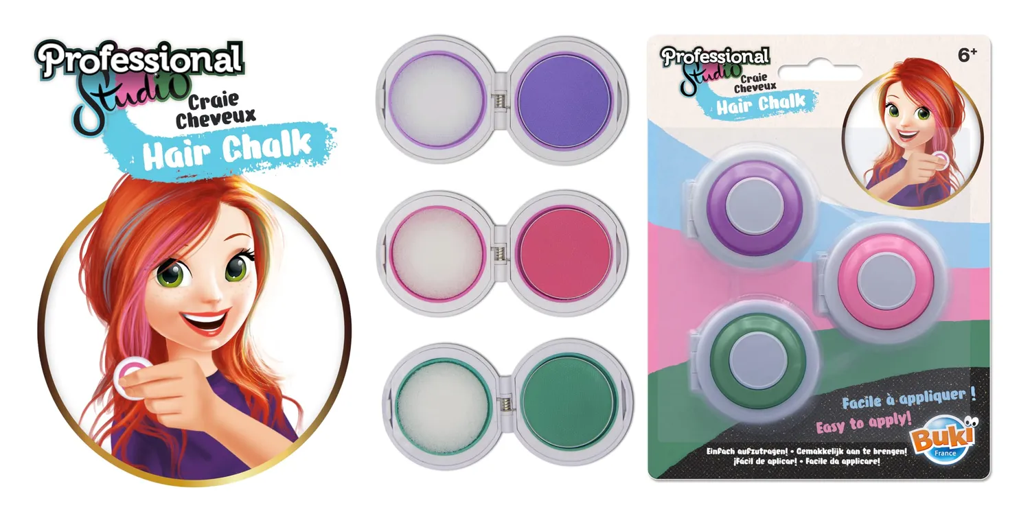 Buki PS103 Haarkreide Set 3 Farben Lila Grün Rosa