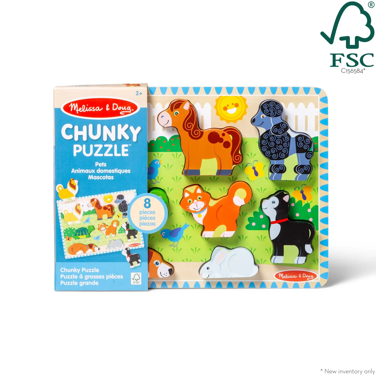 Melissa & Doug Pets Chunky Puzzle Holzpuzzle 8 Teile ab 2 Jahre