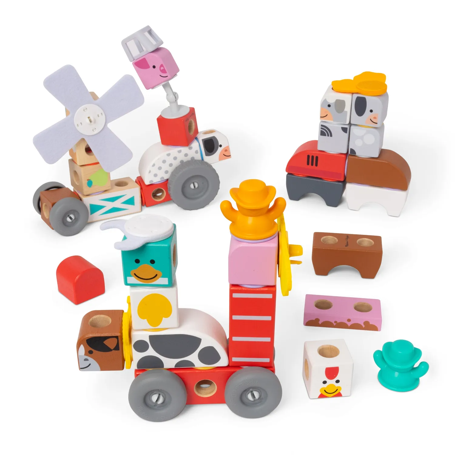 Melissa & Doug Blockables Farm and Farm Friends Steckbausteine 2er-Set Holz