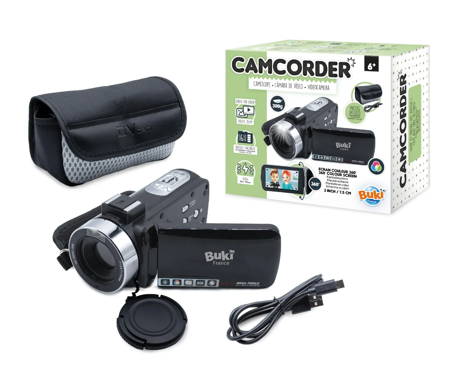 BUKI PV09 Camcorder Kinder 1080p mit 16 GB