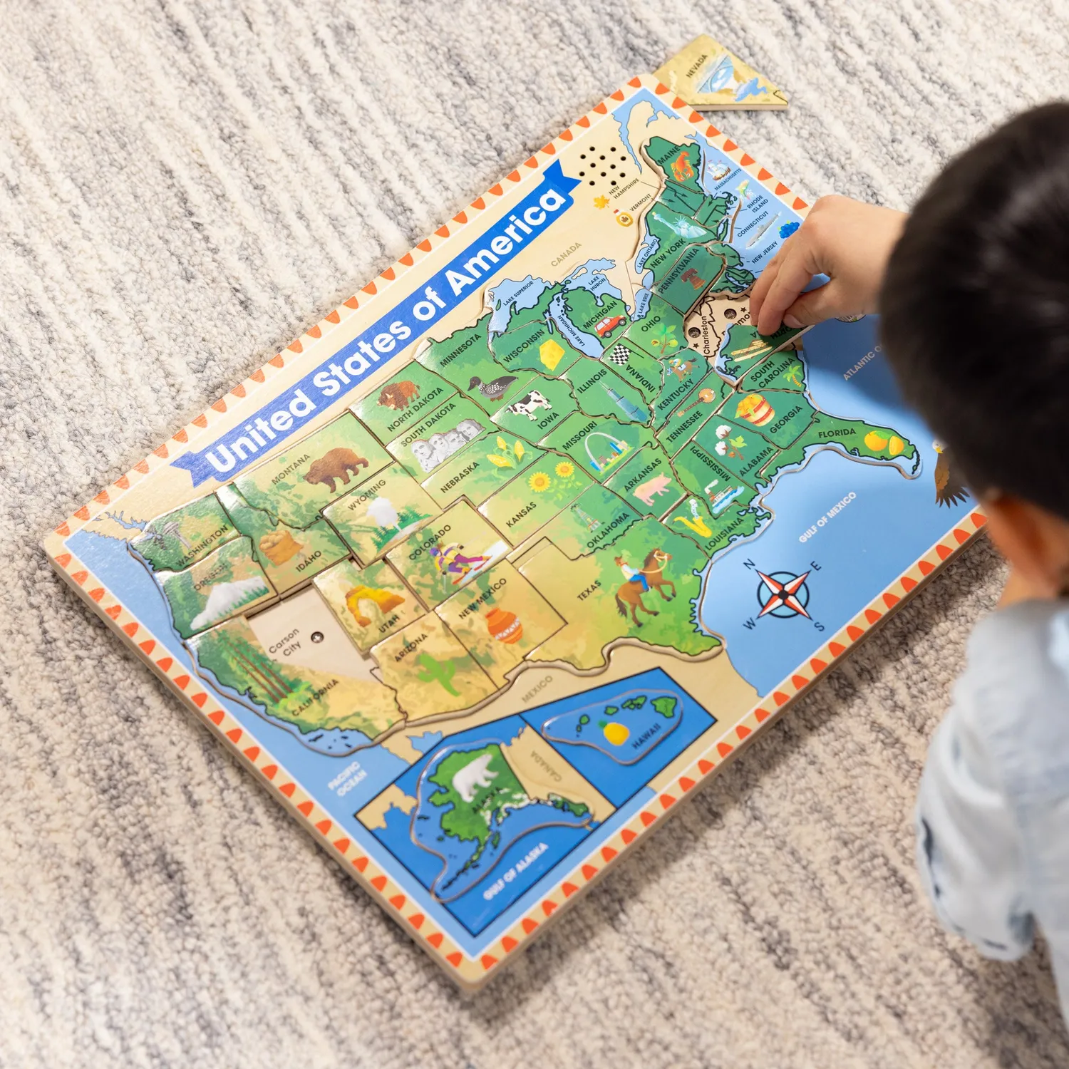 Melissa & Doug USA Soundpuzzle Holz 40-teilig USA-Karte
