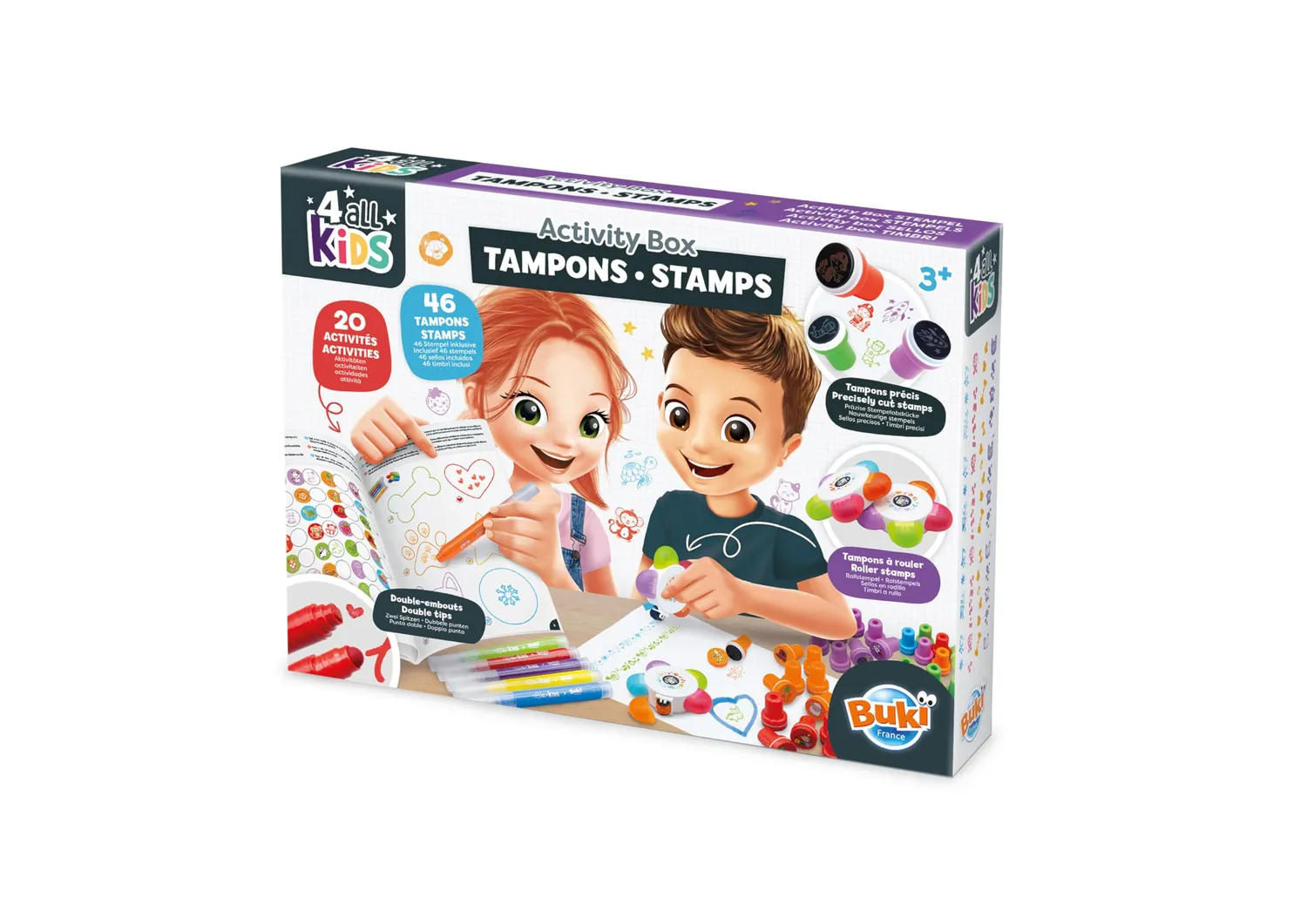 Buki FK012 Stempel-Set 45+ Stempel Bastelset 5 Farben ab 3 Jahre