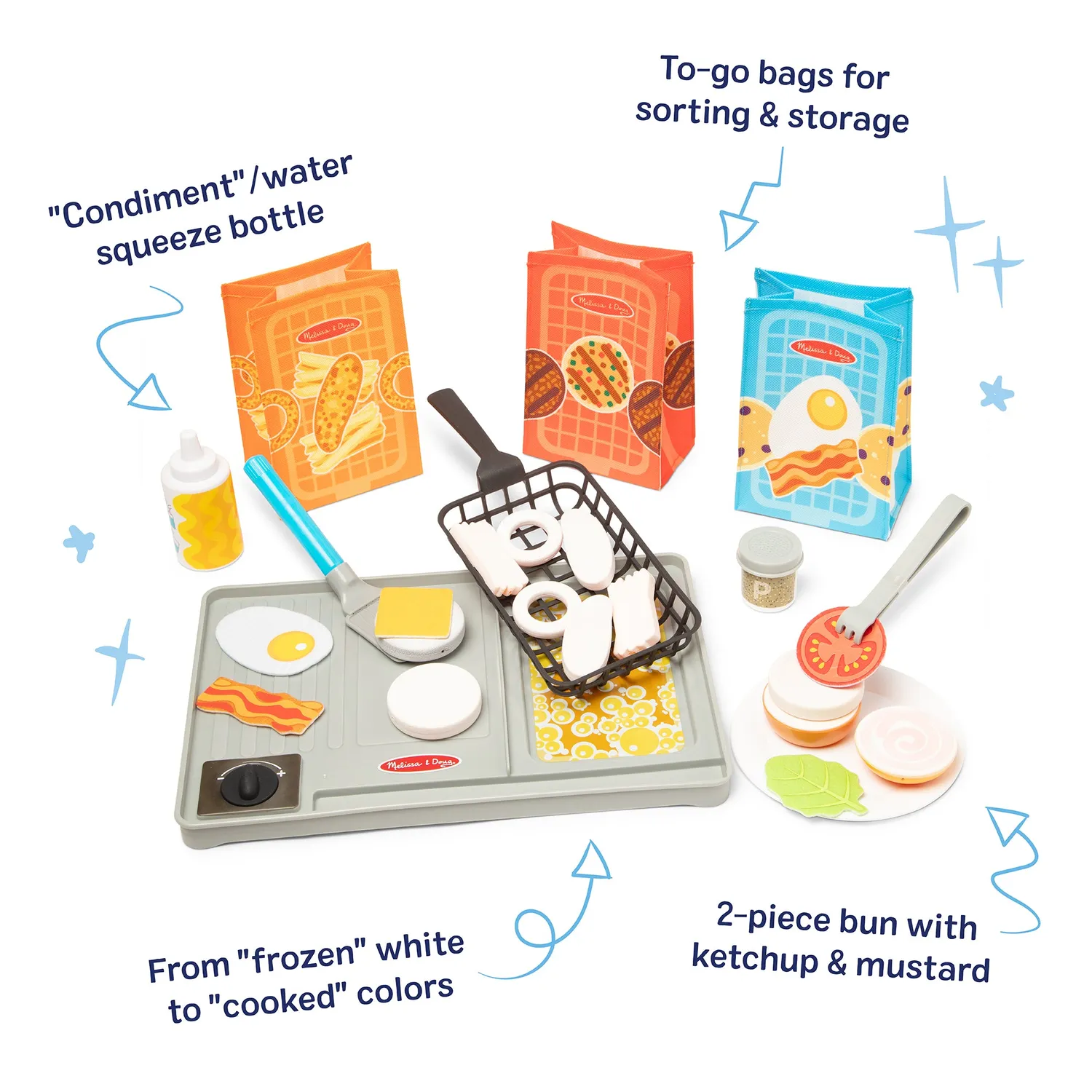 Melissa & Doug Flip & Fry Grill Spielset Water Wow Farbwechsel