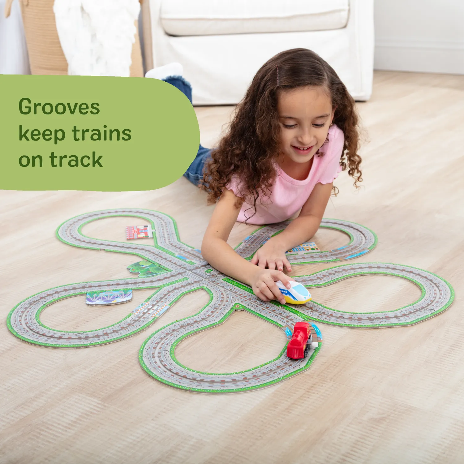 Melissa & Doug Railroad Bodenpuzzle 48 Teile mit Zügen