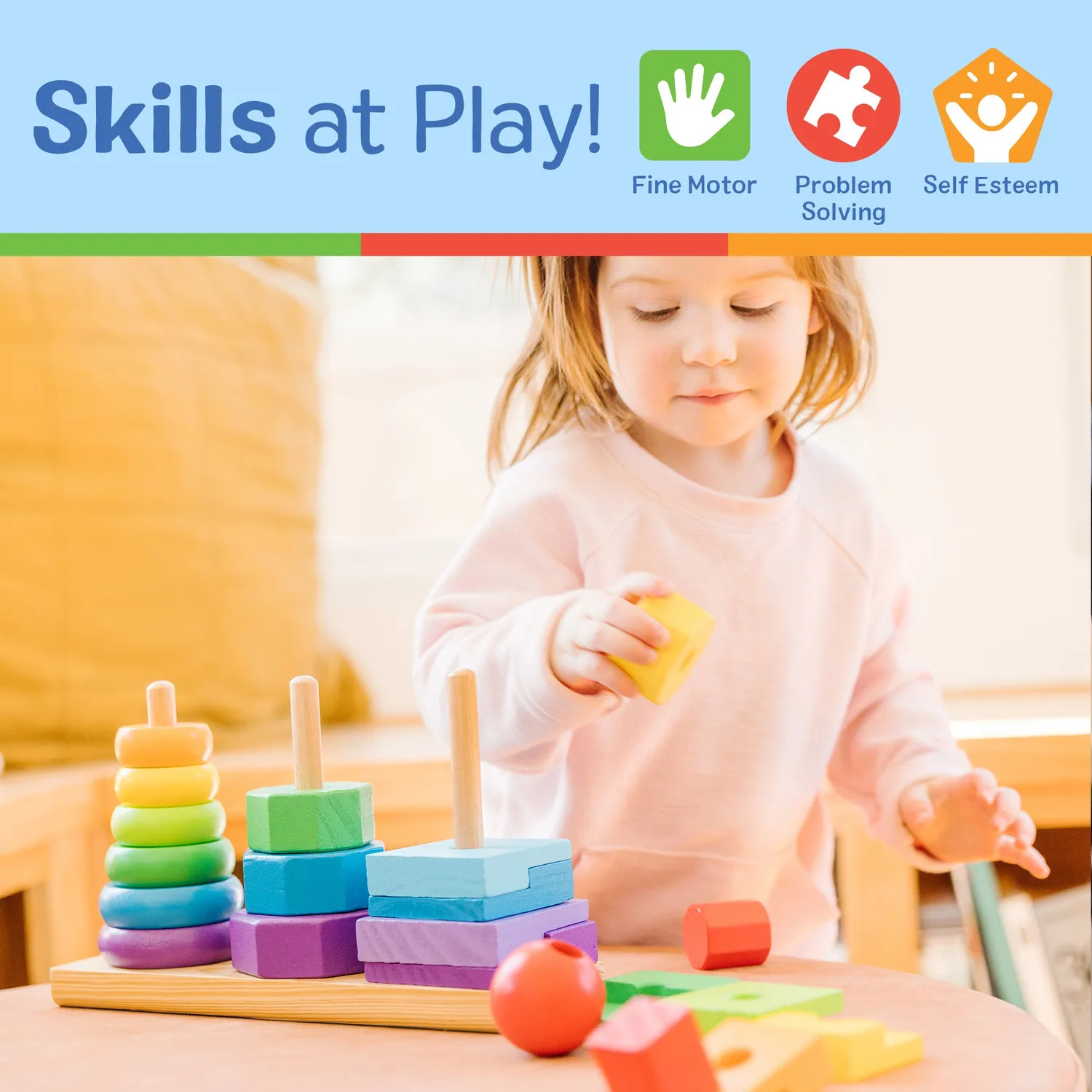 Melissa & Doug Geometric Stacker Steckspiel Holz Formen
