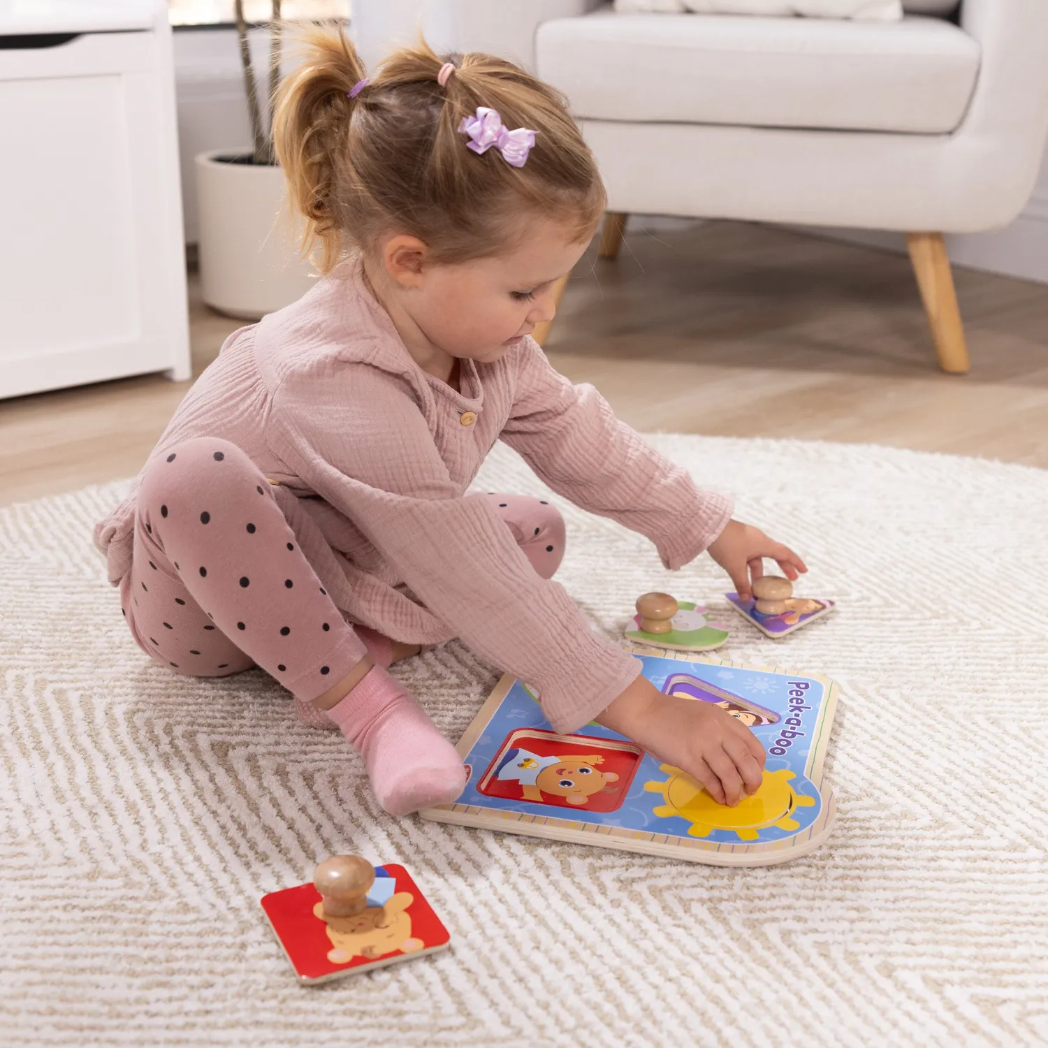 Melissa & Doug Ms. Rachel Peek-a-Boo Steckpuzzle Holz 4 Teile