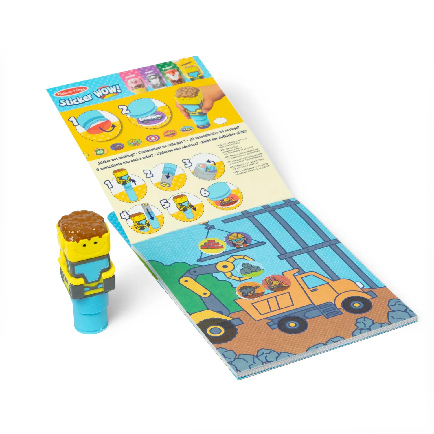 Melissa & Doug Sticker WOW Bulldozer Stickerheft mit Stempel
