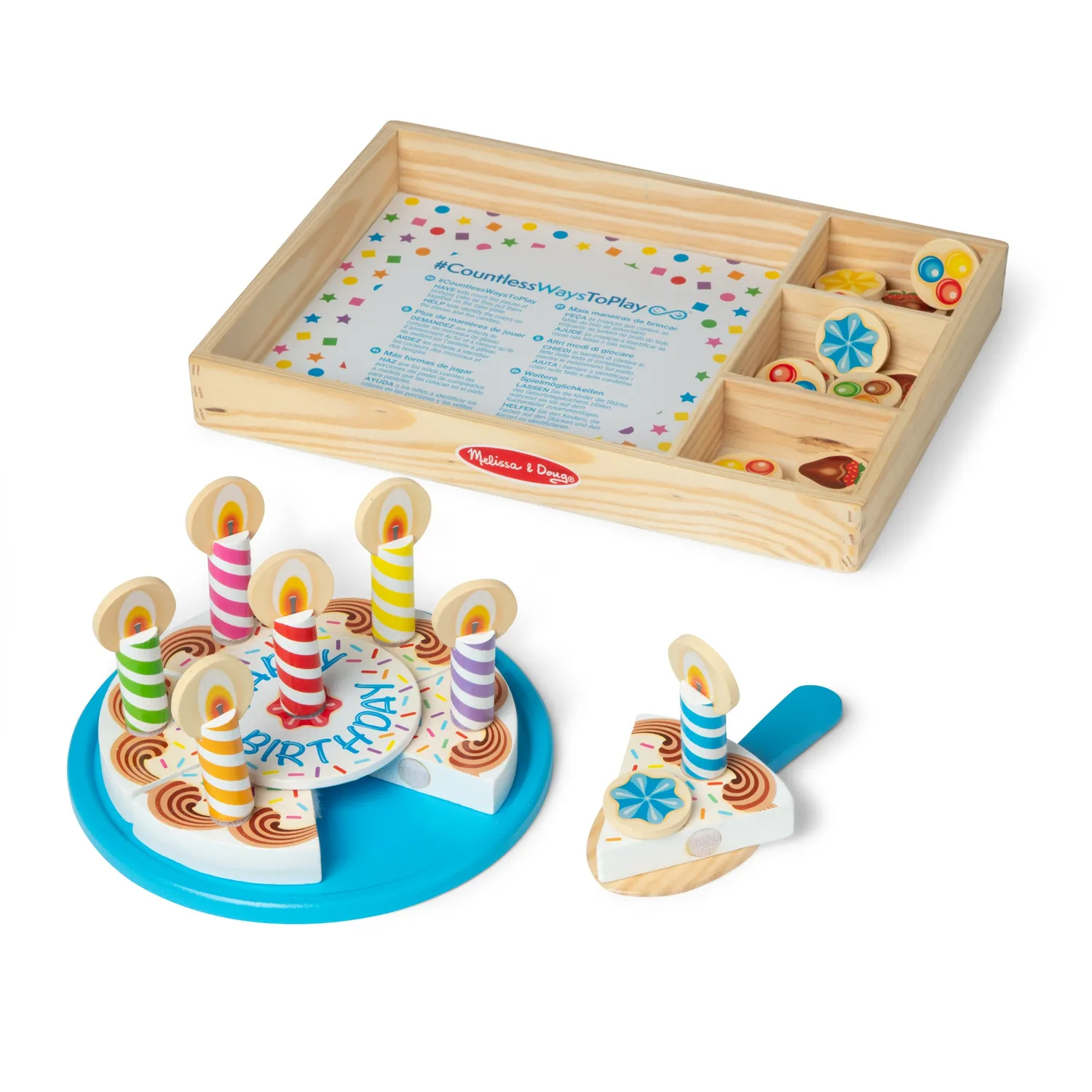 Melissa & Doug Geburtstagskuchen Spielset Holz 34-teilig schneidbar