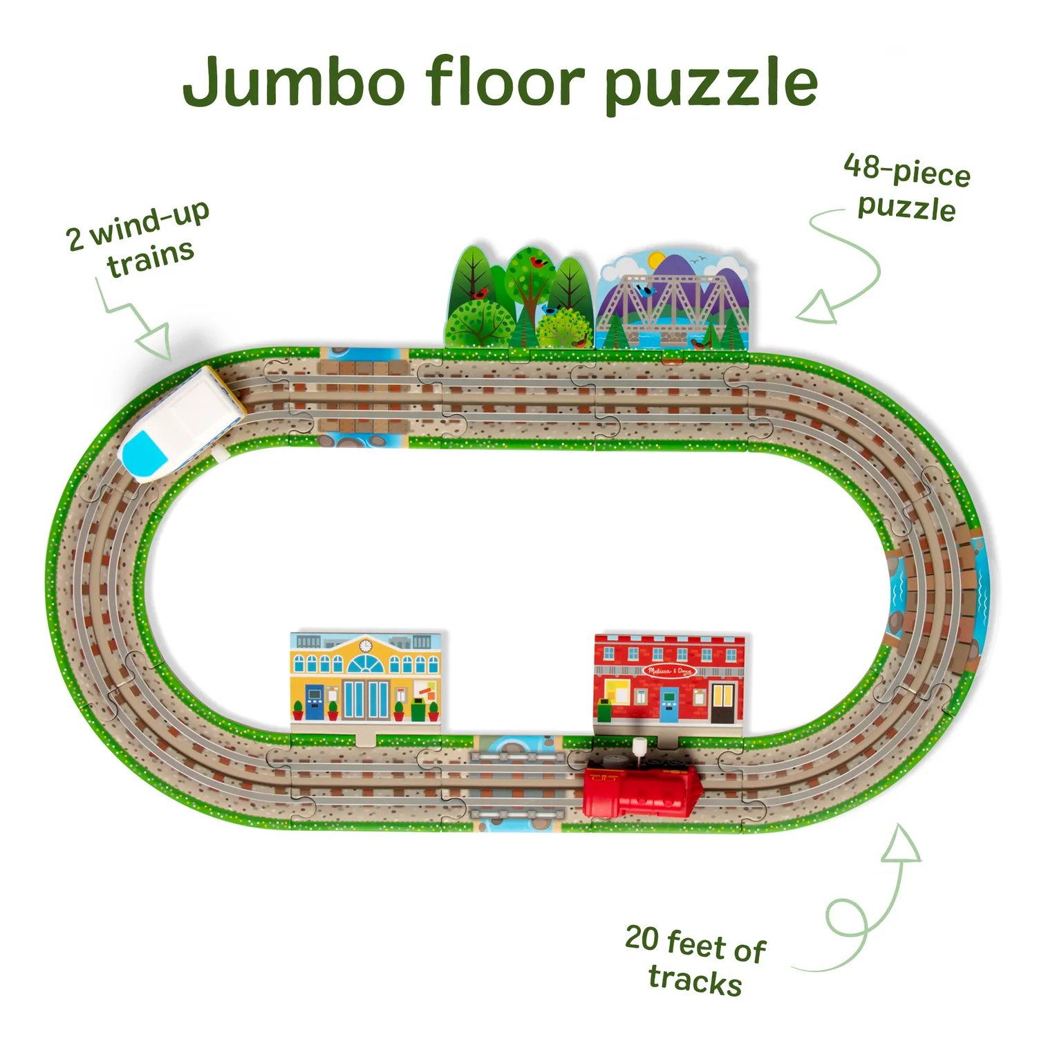 Melissa & Doug Railroad Bodenpuzzle 48 Teile mit Zügen