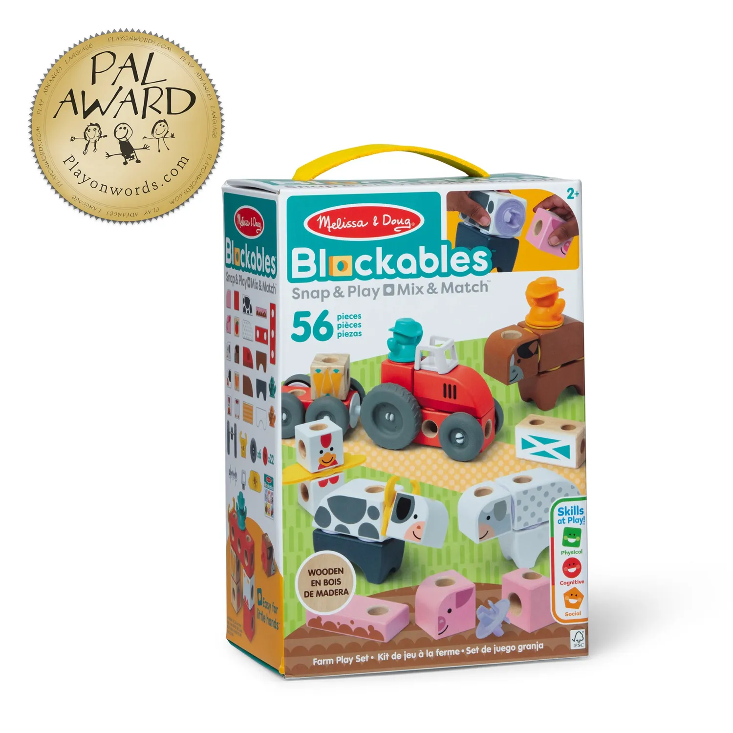 Melissa & Doug Blockables Bauernhof Bauklötze-Set Holz ab 2 Jahre
