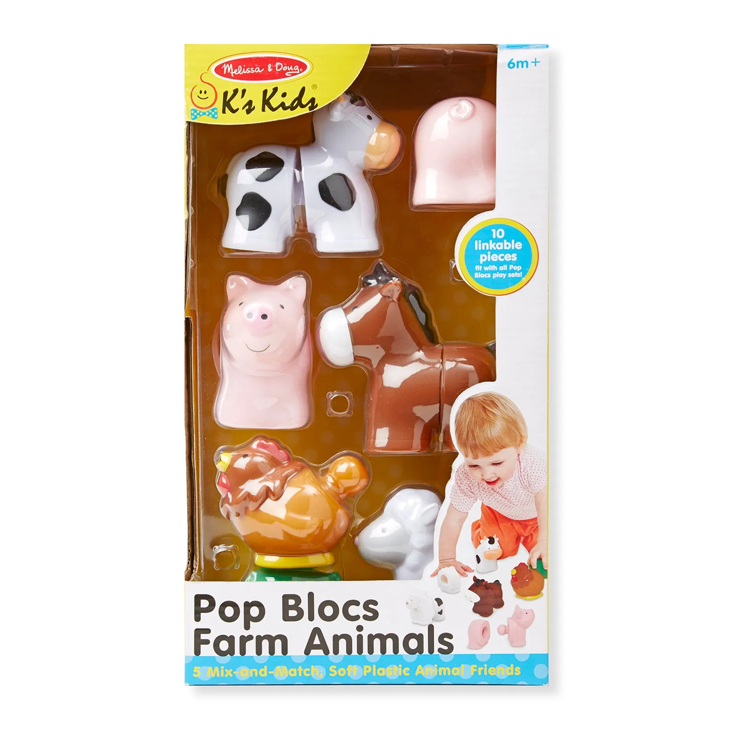 Melissa and Doug Pop Blocks Farm Animals Stecktiere 10-teilig Baby