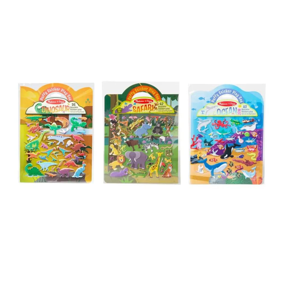 Melissa & Doug Puffy Sticker Set 3er-Pack Safari Dino