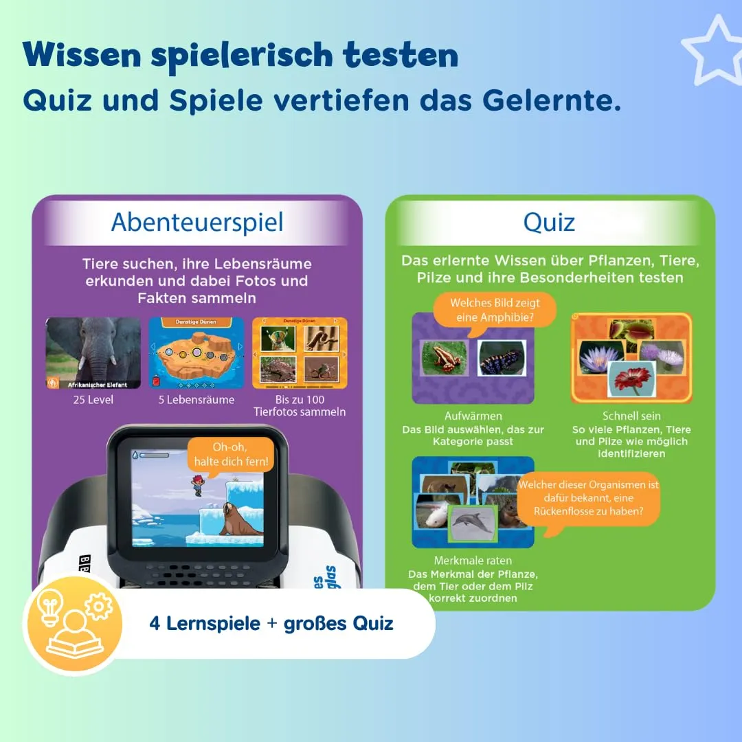 VTech Interaktives Video-Fernglas Kamera 10x Zoom mit BBC Fakten