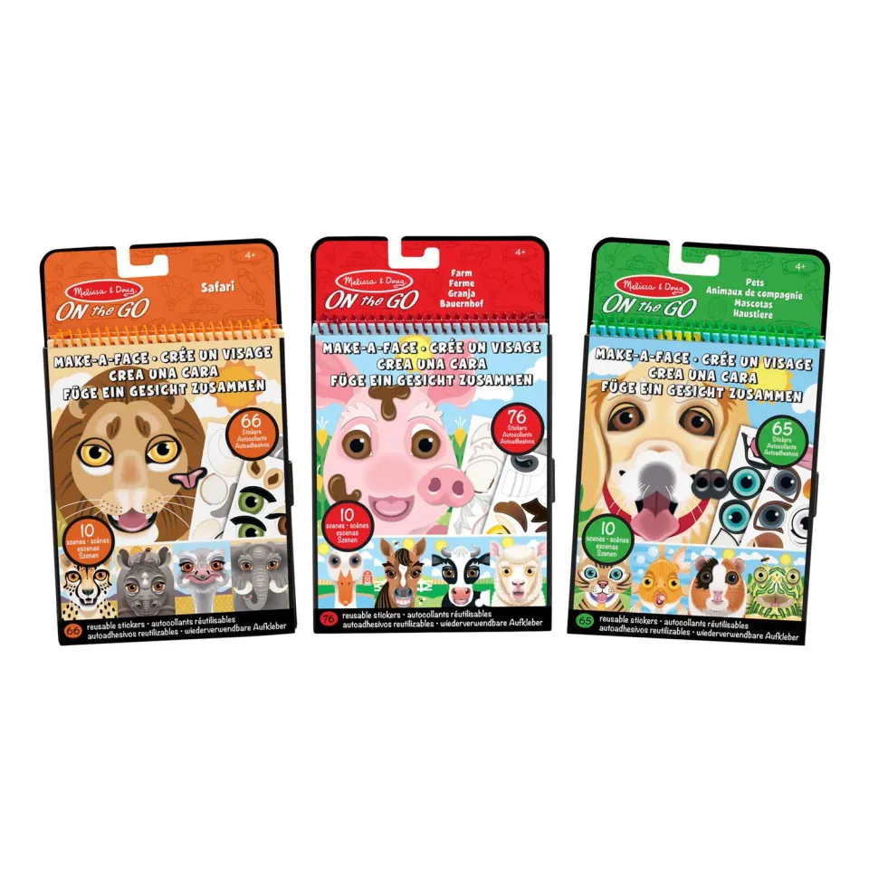 Melissa & Doug Make-a-Face Stickerblöcke 3er-Set Tiere
