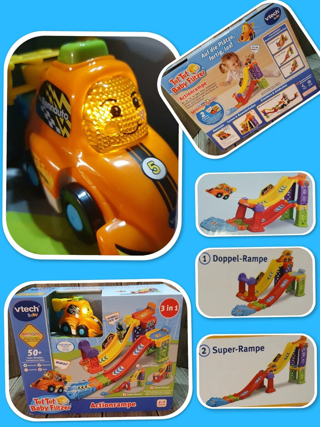 VTech Tut Tut Baby Flitzer 3-in-1 Actionrampe Spielset mit Auto