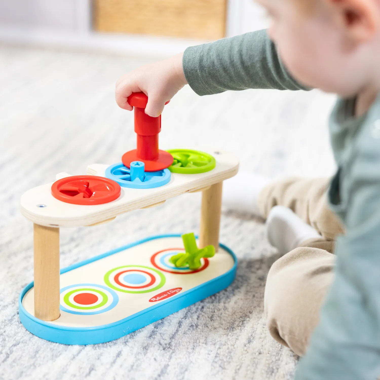 Melissa & Doug Match & Push Kreisel Spielzeug Holz ab 2 Jahren