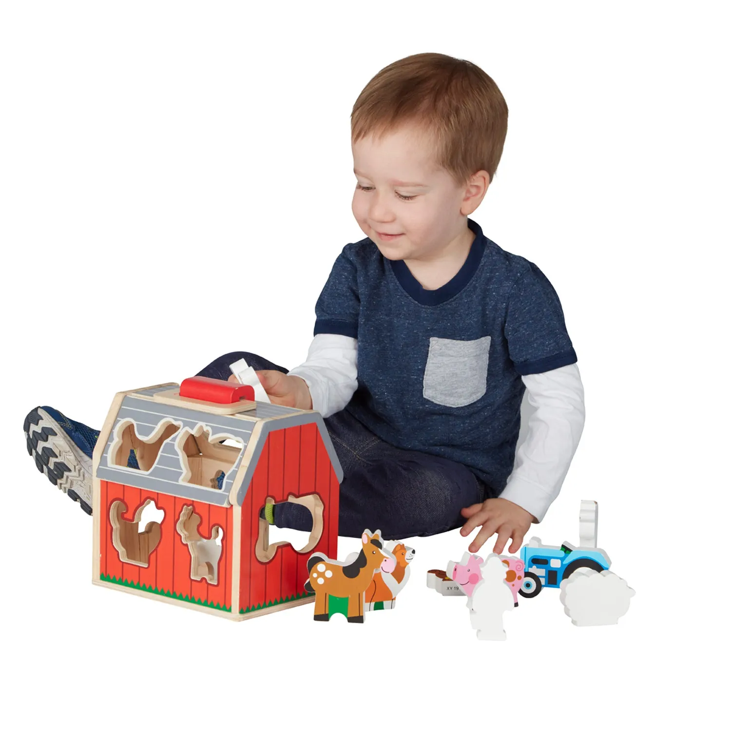Melissa & Doug Take-Along Sorting Barn Steckspiel 10 Teile Holz