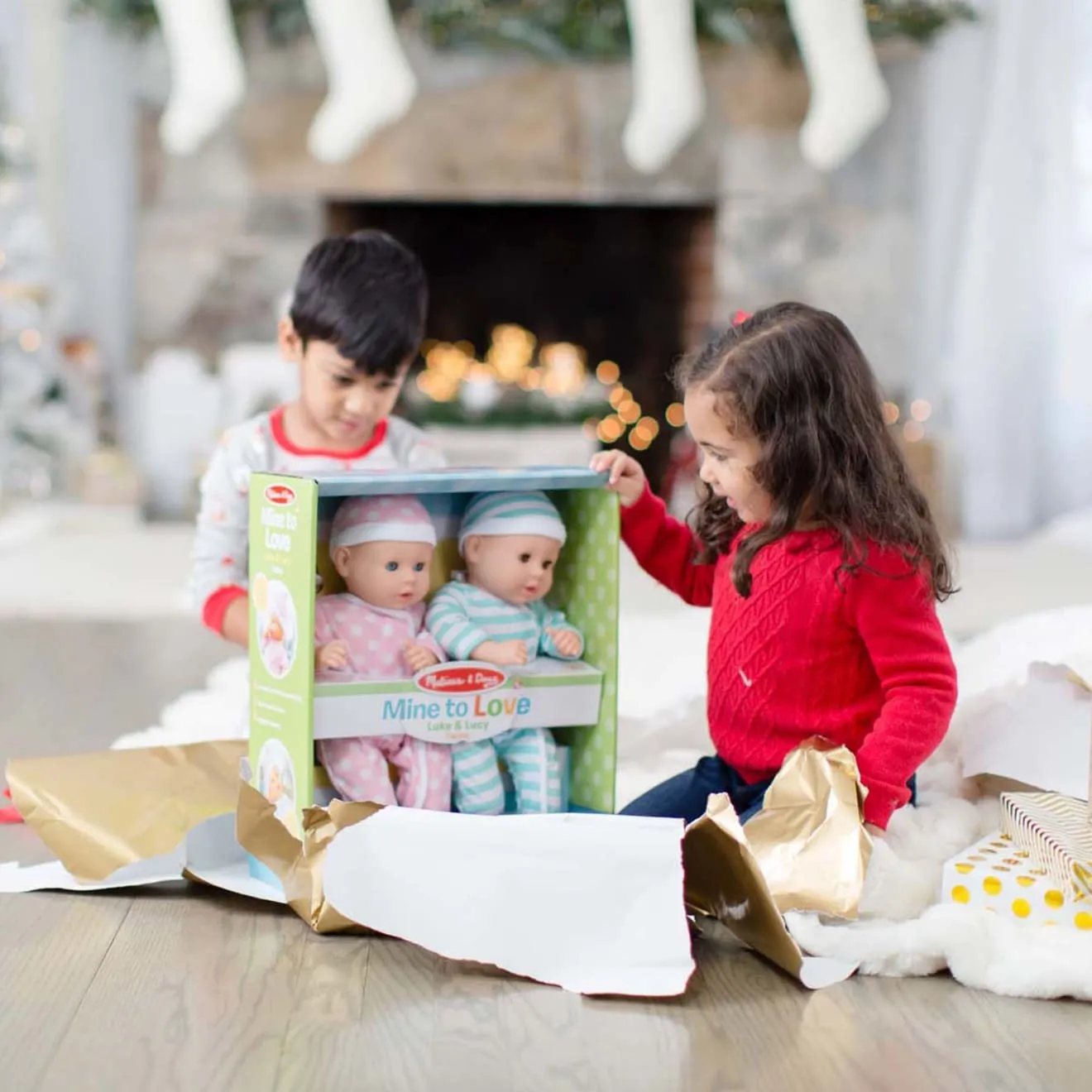 Melissa & Doug Mine to Love Twins Luke Lucy Puppen 38cm