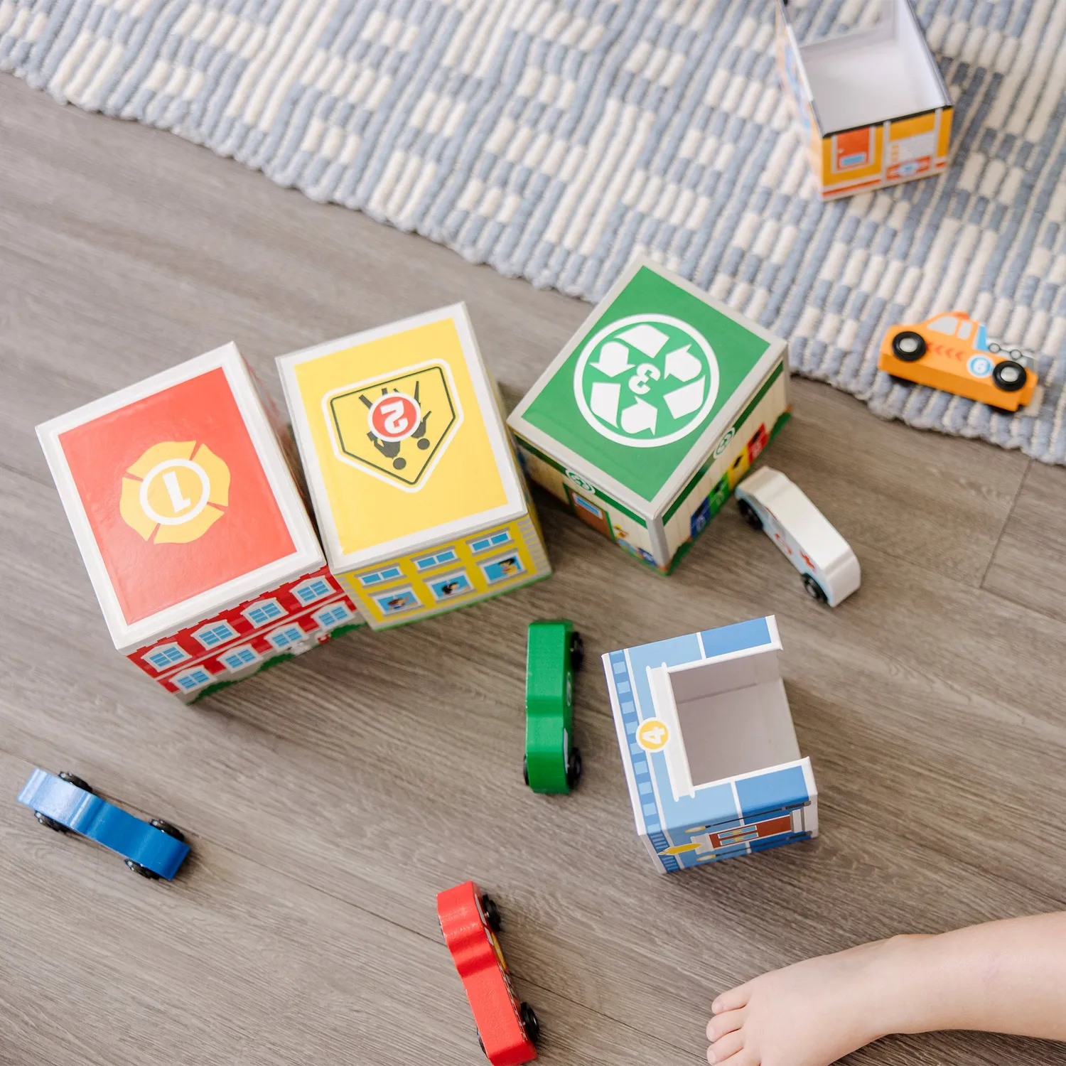 Melissa & Doug Nesting Sorting Buildings Vehicles Stapelspiel Holz