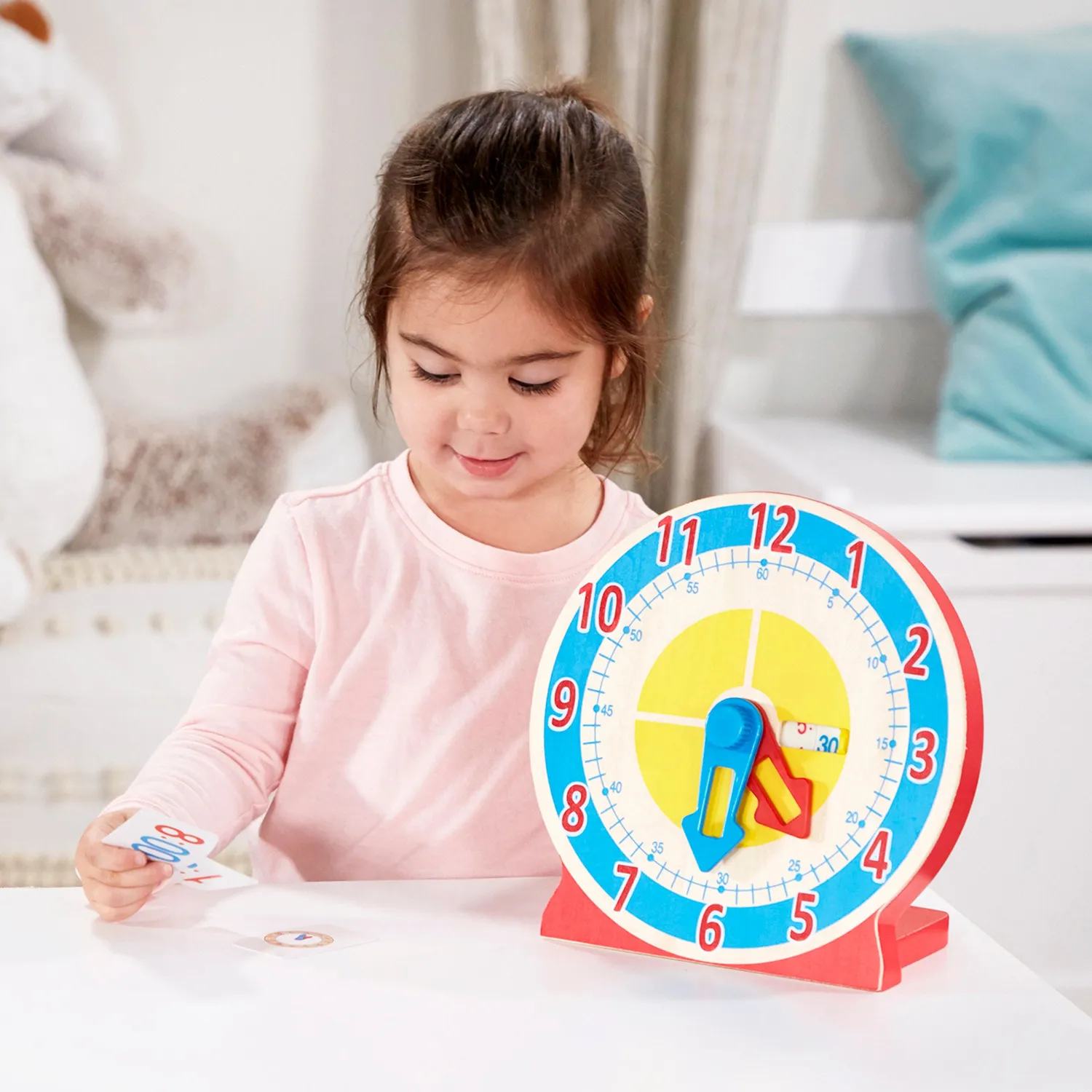 Melissa & Doug Turn & Tell Lernuhr Holz mit 13 Karten