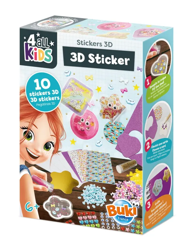 Buki France Kawaii FK026 Bastelset 10 3D-Sticker Glitzer