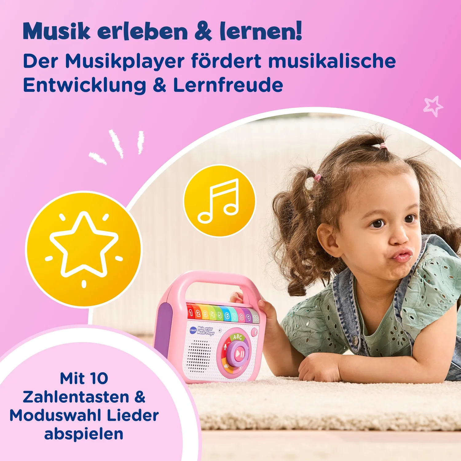 VTech Mein Erster Musik-Player Musikplayer Pink mit Aufnahme