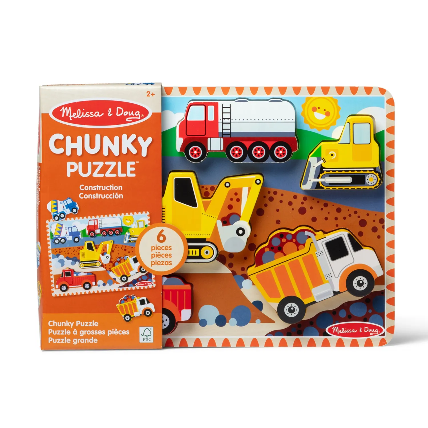 Melissa & Doug Construction Chunky Puzzle 6 Teile Holzpuzzle