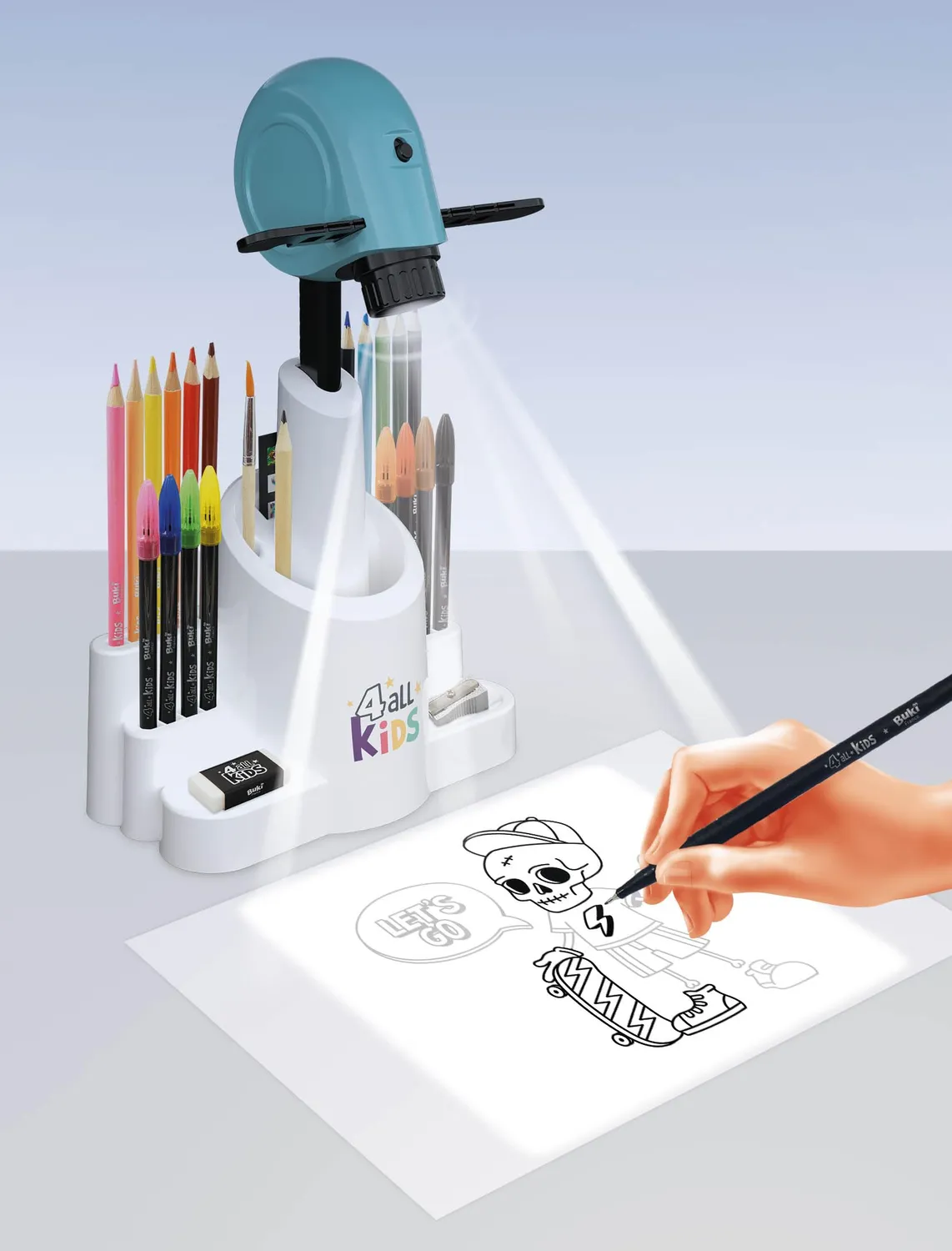 Buki FK004 Zeichenprojektor Set türkis mit 200 Motiven